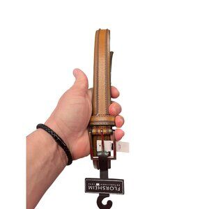 Florsheim mens brown leather belt sz 38, 1" wide SKU 9919